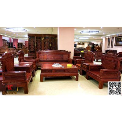 小葉紅檀蘭亭序沙發(fā)10件套大匯堂紅木家具批發(fā)城